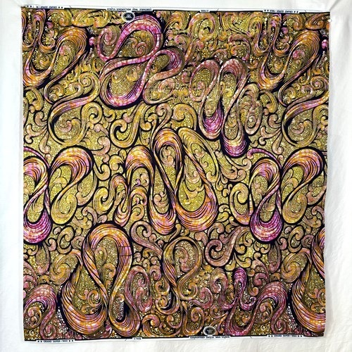 アフリカンプリント 布 生地 50cm単位 AP-1076 金ラメ 渦巻く水流 バロック調 ピンク   アフリカ 布 ブロード カットクロス ハンドメイド パッチワーク エコバッグ 手芸材料 ダンス 舞台 衣装 通園通学に