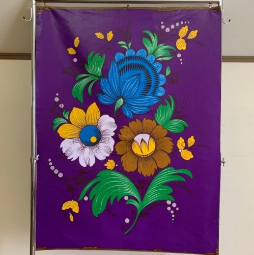 ポリエステル製アフリカンプリント風生地　大きな花柄　 パネル単位　AP-1036