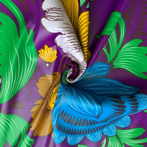 ポリエステル製アフリカンプリント風生地　大きな花柄　 パネル単位　AP-1036