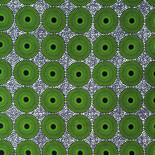 アフリカンプリント 布 生地 50cm単位 AP-13554  小水紋 直径約10センチ グリーン グレー地   アフリカ 布 ブロード カットクロス ハンドメイド パッチワーク エコバッグ 手芸材料 ダンス 舞台 衣装 通園通学に 