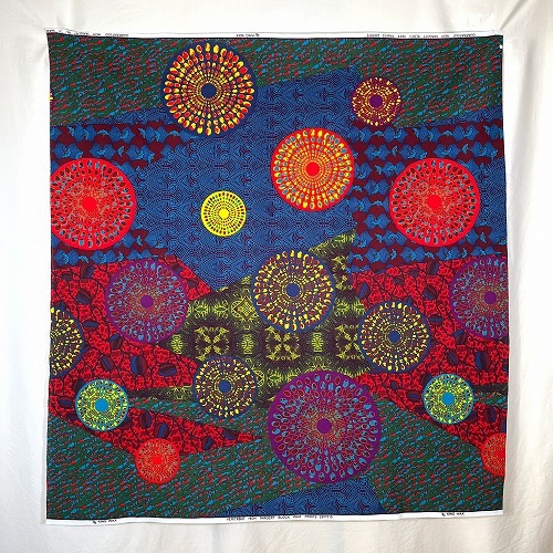 アフリカンプリント生地 50cm単位 AP-13107　水紋 小ブーケ 細密紋様 秋色マルチカラー