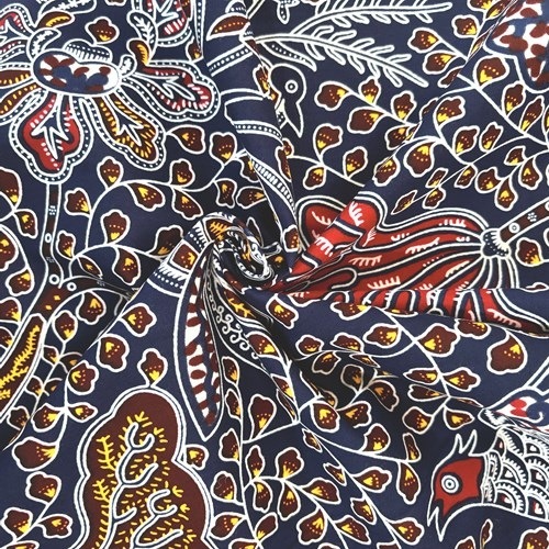 アフリカンプリント 布 生地 50cm単位 AP-13569  豊かな森 孔雀 藍色地 えんじ色  アフリカ 布 ブロード カットクロス ハンドメイド パッチワーク エコバッグ 手芸材料 ダンス 舞台 衣装 通園通学に