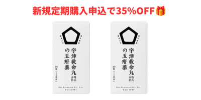 【30日ごとに2箱お届け】じっくり2個パック 定期購入 宇津救命丸（株）の大人向け五疳強心薬【第2類医薬品】３０粒（販売名:回春仙）