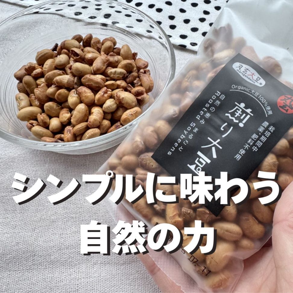 ポリサクが止まらない！自然栽培の煎り大豆 3袋セット（1袋60g）畑が作る自然食 丸玄《山梨県》
