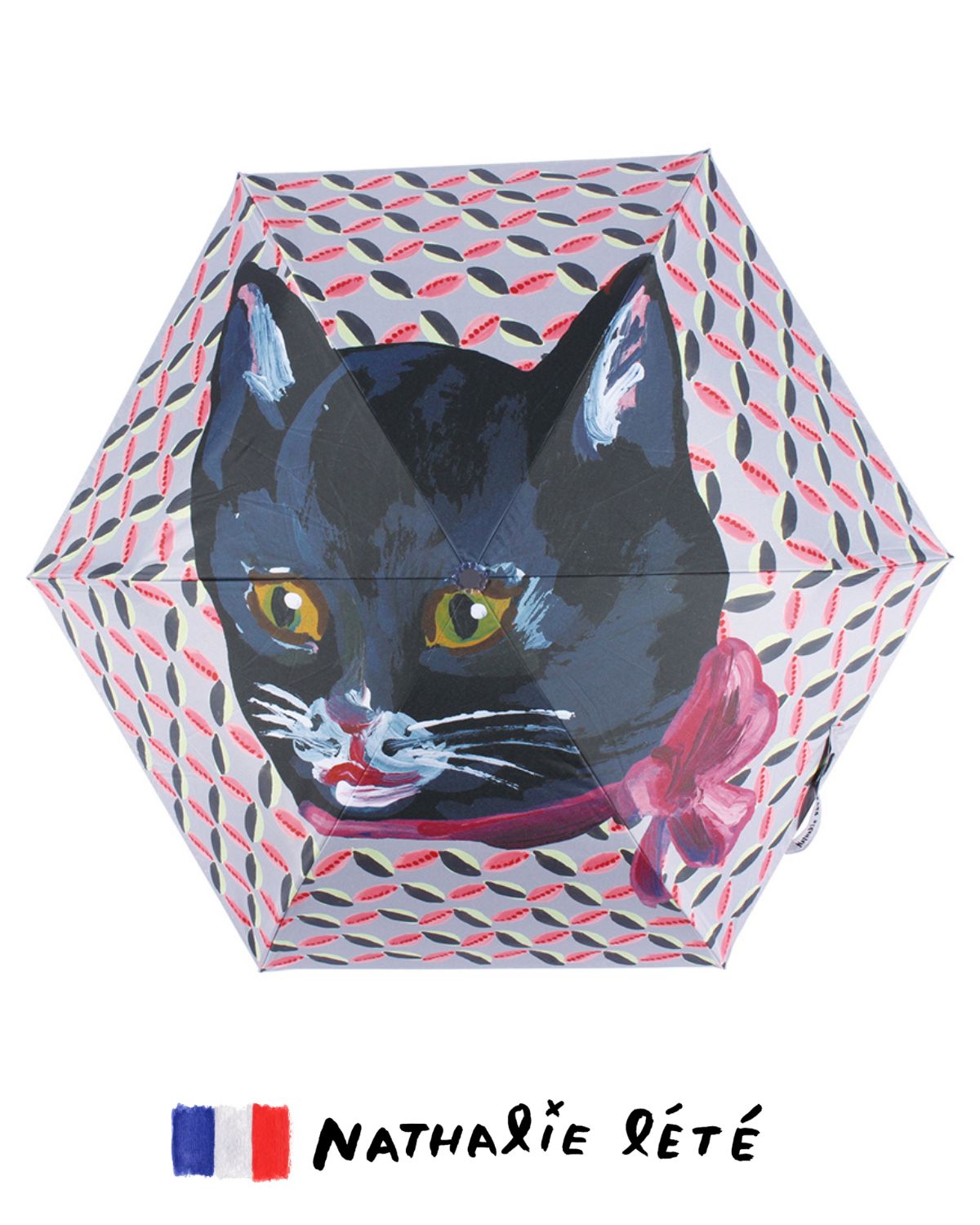 Nathalie Lete Folding umbrella Black cat（ナタリーレテ  晴雨兼用折りたたみ傘）