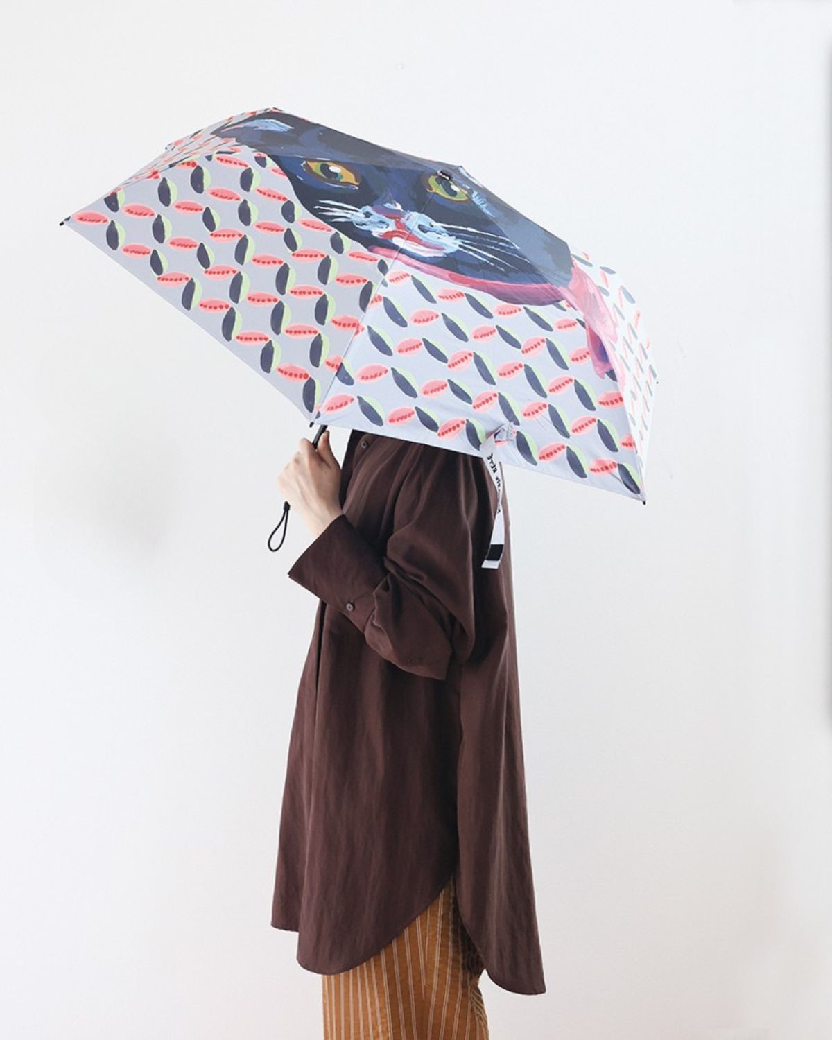 Nathalie Lete Folding umbrella Black cat（ナタリーレテ  晴雨兼用折りたたみ傘）
