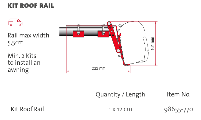 KIT ROOF RAIL 1P FIAMMA フィアマ