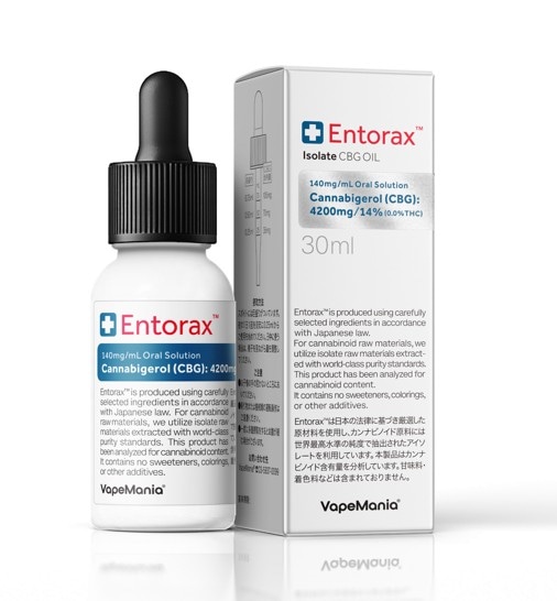VapeMania 14%(4200mg）Entorax CBGオイル 30ml
