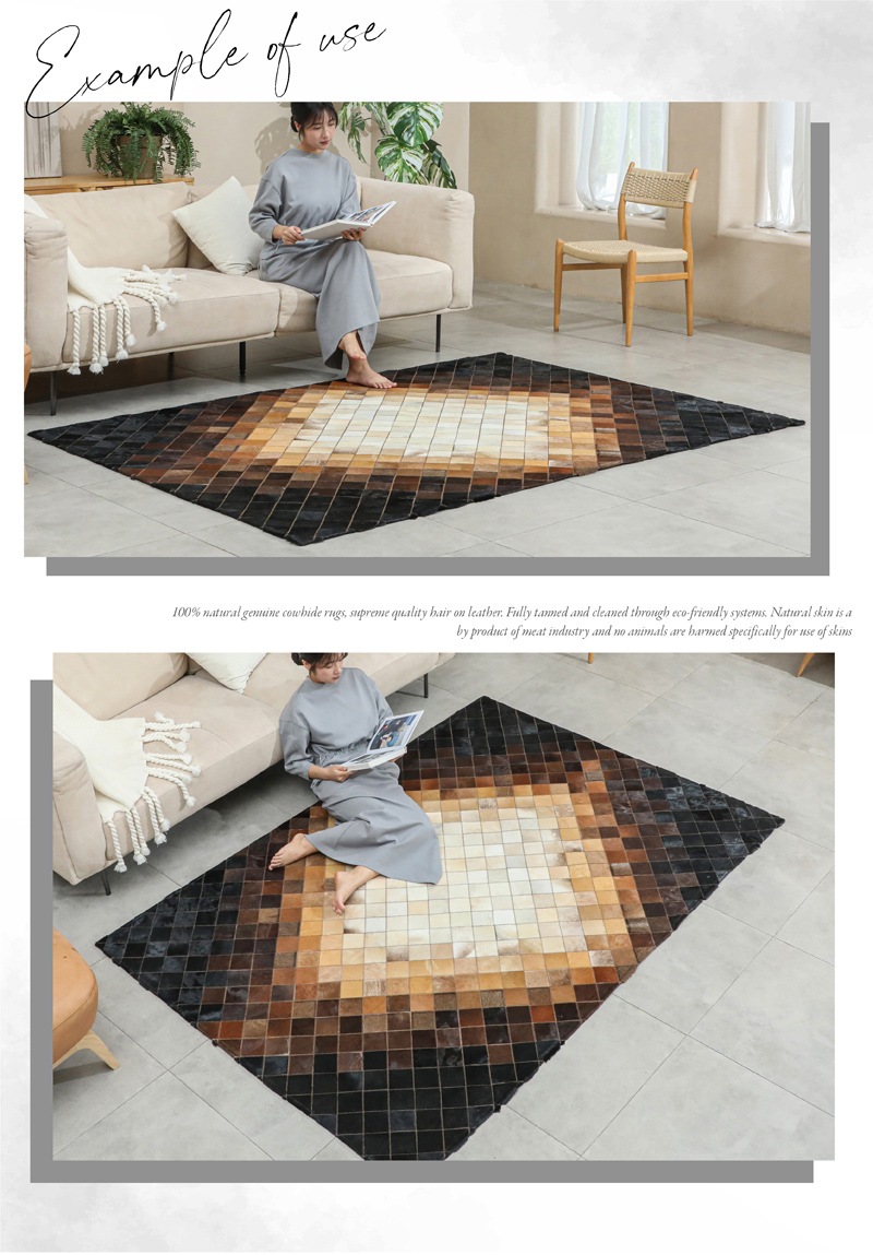 牛革のレザーラウンドラグ　オフホワイト 牛革カウハイドラグ ｜ラグ・カーペット専門店 IERUG｜ 通販ショップ