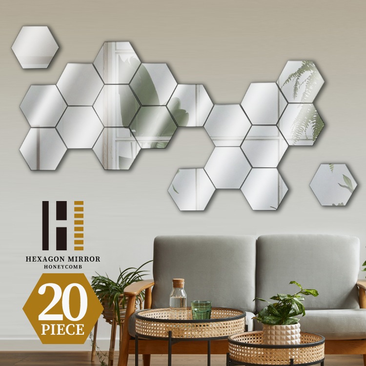 貼る六角ミラー 10枚セット×2セット | インテリア雑貨,ウォール