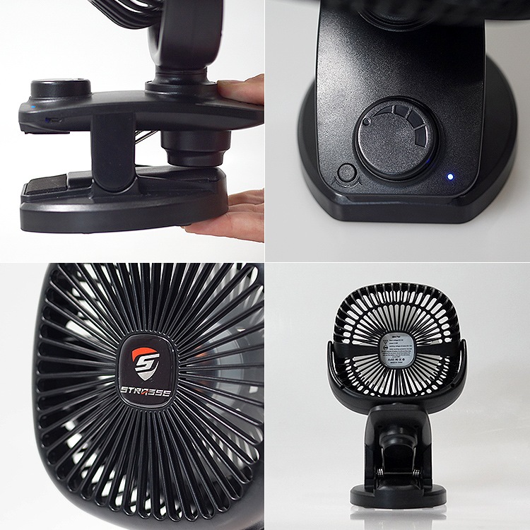 STRASSE 卓上扇風機 クリップ型 USB充電式 コードレス ゲーミング