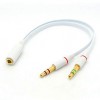 オーディオ分配ケーブル(3.5mm 4極(メス)-3.5mmステレオミニ(オス)+マイク入力(オス)  《ホワイト》 19cm LY-Y006-WH [定形外郵便、送料無料、代引不可]|オフィス用品|