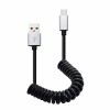 microUSB バンジーケーブル 《シルバー》 最大1m 伸縮コイルケーブル データ&充電[定形外郵便、送料無料、代引不可]|オフィス用品|PC・周辺機器