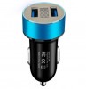 USB2ポート カーチャージャー 《ブルー》 シガーソケット スマホ 合計3.1A 急速充電 電圧計 車載 12V 24V[定形外郵便、送料無料、代引不可]|受発注商品
