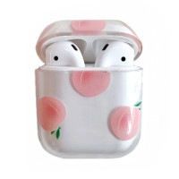 AirPods クリアケース 《もも》 1/2世代 かわいい イヤホン 収納ケース 保護カバー 保護ケース[定形外郵便、送料無料、代引不可]|受発注商品