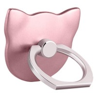 猫型 スマホリングスタンド 《ローズゴールド》 バンカーリング 落下防止 スマホスタンド[定形外郵便、送料無料、代引不可]|受発注商品