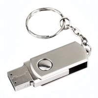360度回転式 USBメモリ 8GB シルバー 金属製  キーホルダー付 コンパクト USBメモリー[定形外郵便、送料無料、代引不可]|受発注商品