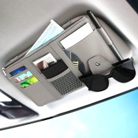 車用 サンバイザーポケット 《グレー》 サングラスホルダー スマホ 小物 眼鏡 ホルダー 収納  車用 車内[ゆうパケット発送、送料無料、代引不可]|受発注商品