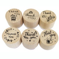 Thank You スタンプ 6種セット 木製 ありがとう はんこ ハンコ 判子 メッセージ カード 手紙[定形外郵便、送料無料、代引不可]|受発注商品