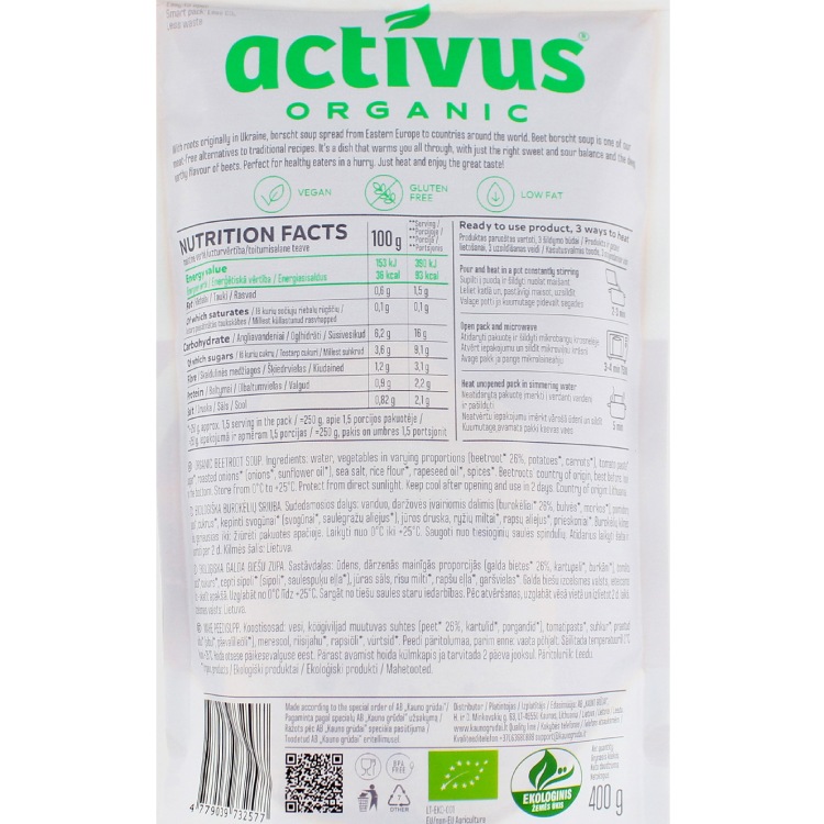 むそう activus OGビーツスープ 400g×4袋 | 惣菜 | ベジタブルハート
