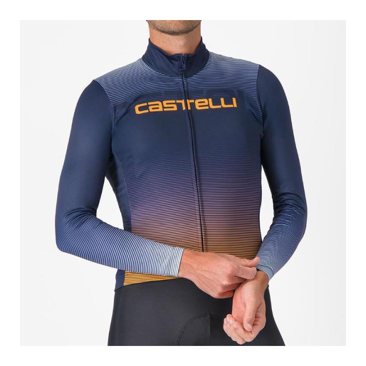 (¨Ǽ)CASTELLI �����ƥ� APICE THERMAL JERSEY �����ޥ� ���㡼�� BELGIAN BLUE/VIVID ORANGE WINT(���֡�4525511)Ĺµ���㡼�� ��� ������