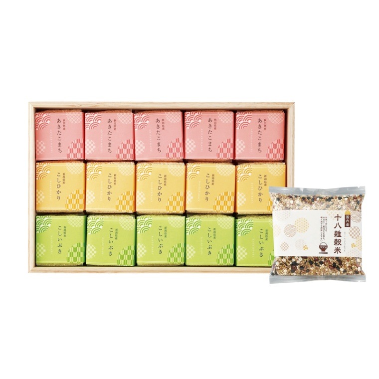 初代田蔵 木箱入りブランド銘柄・無洗米食べくらべ十八雑穀米ギフトセット 2862-036