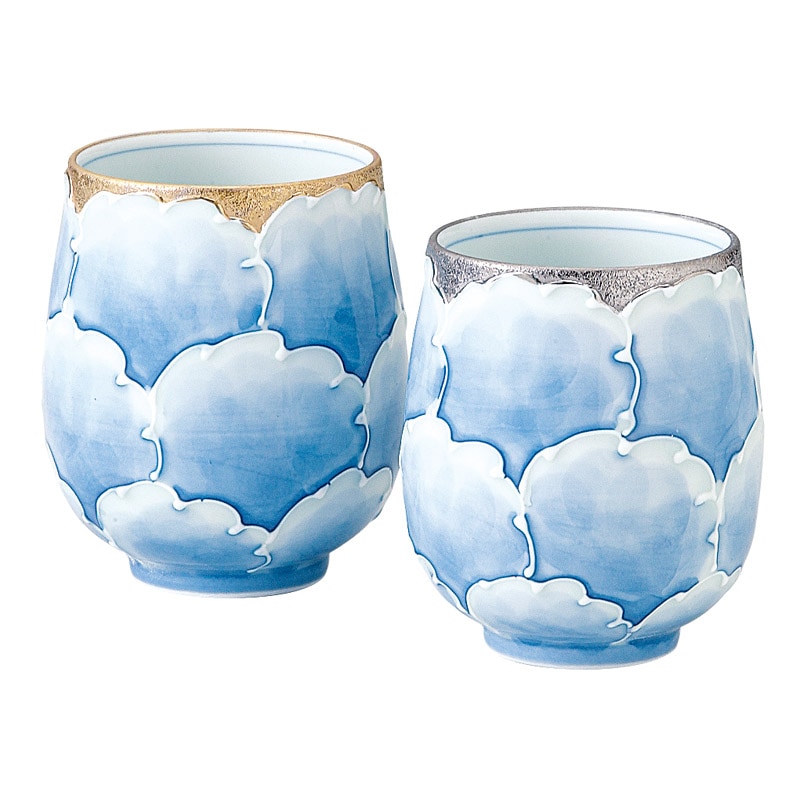 有田焼 プラチナ牡丹 組湯呑