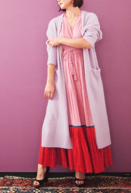 Wool Long Knit Gown Velvet Button | All Items | Velnica Online Store