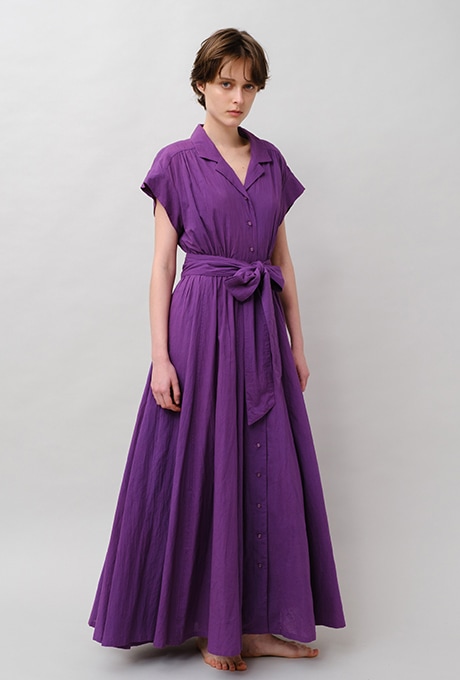 Tailored Ladder Lace Cotton Flare Long Dress | All Items | Velnica