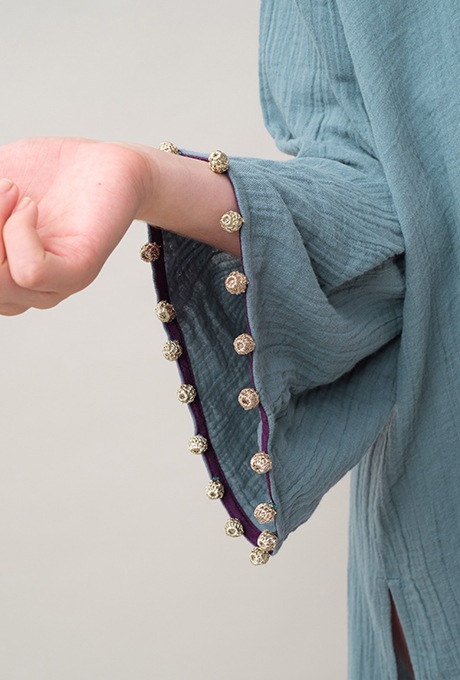 Foodie Cotton Double Gauze Tassel Antique Blue