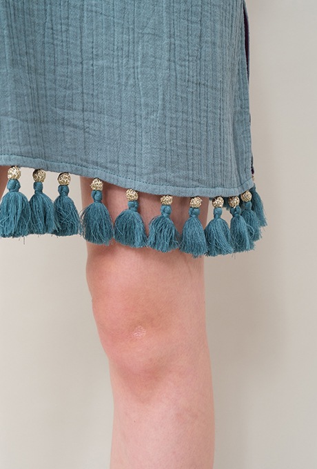 Foodie Cotton Double Gauze Tassel Antique Blue