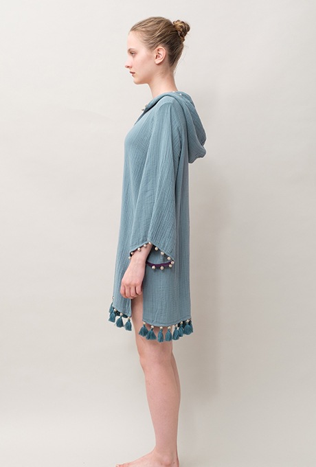 Foodie Cotton Double Gauze Tassel Antique Blue