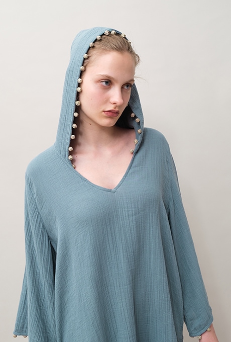 Foodie Cotton Double Gauze Tassel Antique Blue