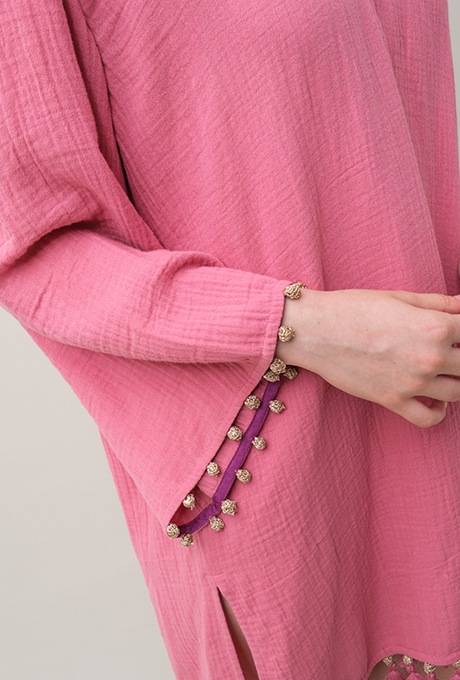 Foodie Cotton Double Gauze Tassel Rose Pink