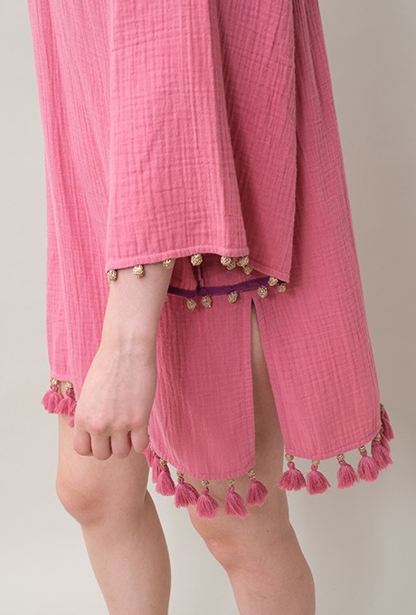 Foodie Cotton Double Gauze Tassel Rose Pink