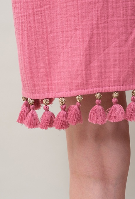 Foodie Cotton Double Gauze Tassel Rose Pink