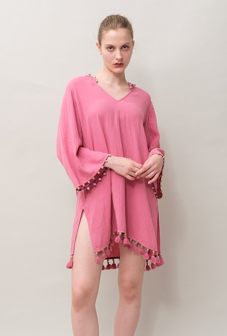 Foodie Cotton Double Gauze Tassel Rose Pink