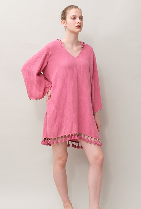 Foodie Cotton Double Gauze Tassel Rose Pink