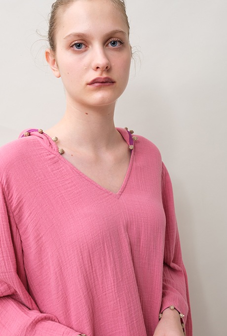 Foodie Cotton Double Gauze Tassel Rose Pink