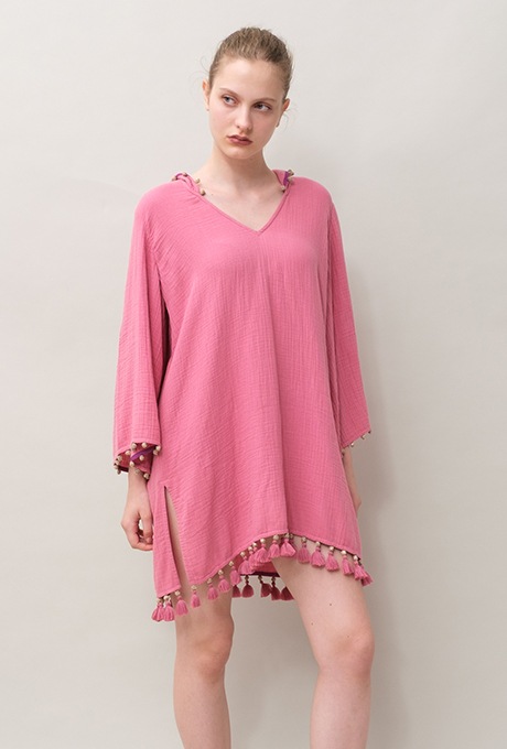 Foodie Cotton Double Gauze Tassel Rose Pink