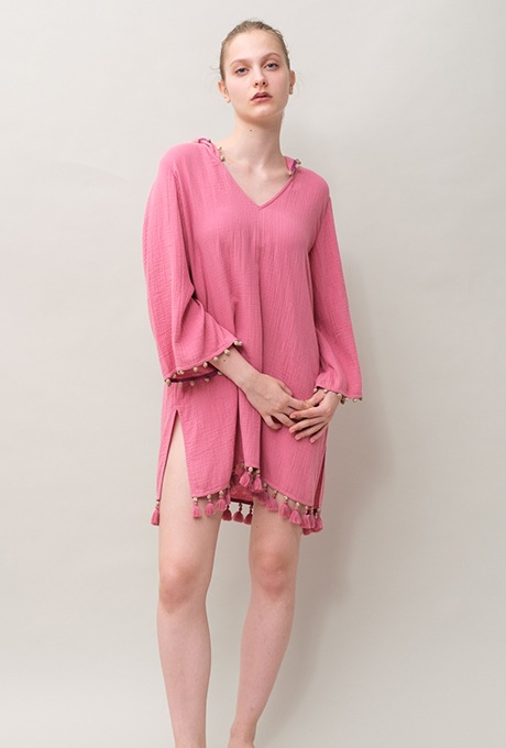 Foodie Cotton Double Gauze Tassel Rose Pink