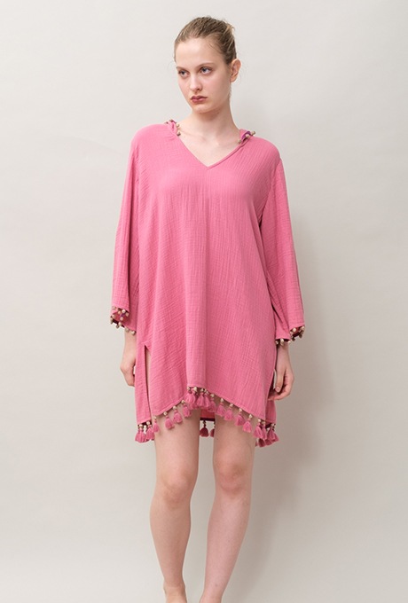 Foodie Cotton Double Gauze Tassel Rose Pink