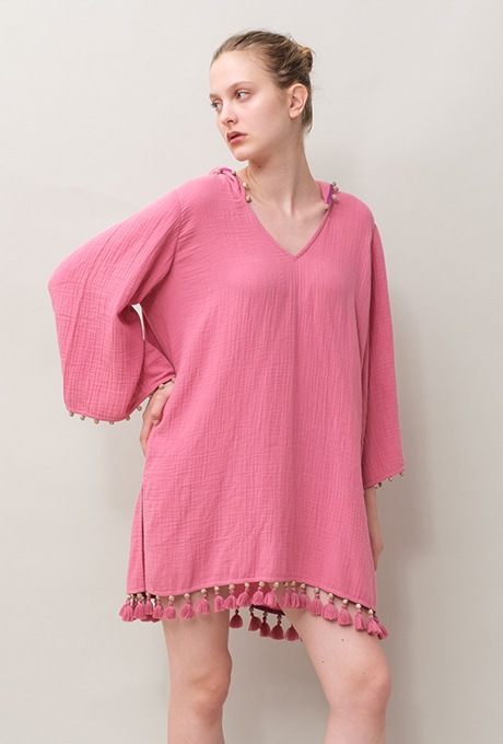 Foodie Cotton Double Gauze Tassel Rose Pink