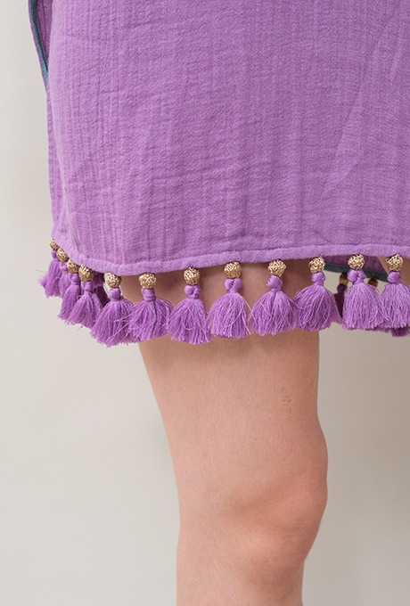 Foodie Cotton Double Gauze Tassel Purple