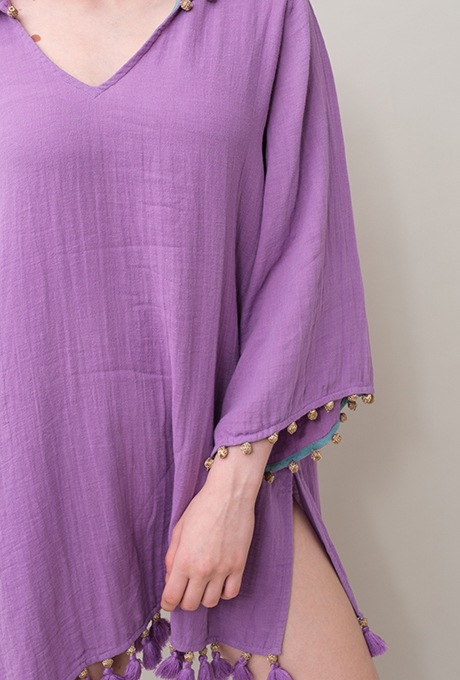 Foodie Cotton Double Gauze Tassel Purple