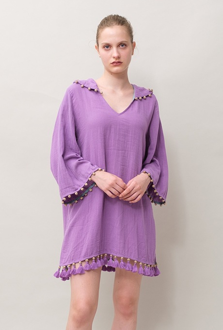 Foodie Cotton Double Gauze Tassel Purple