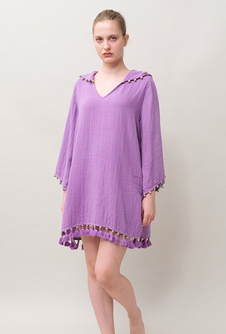 Foodie Cotton Double Gauze Tassel Purple