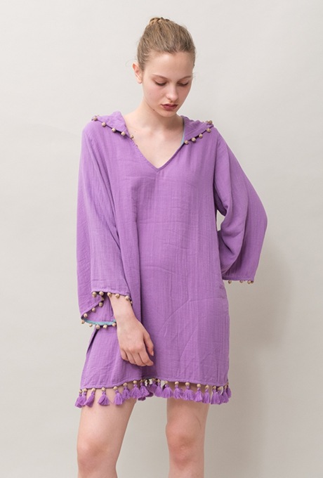 Foodie Cotton Double Gauze Tassel Purple