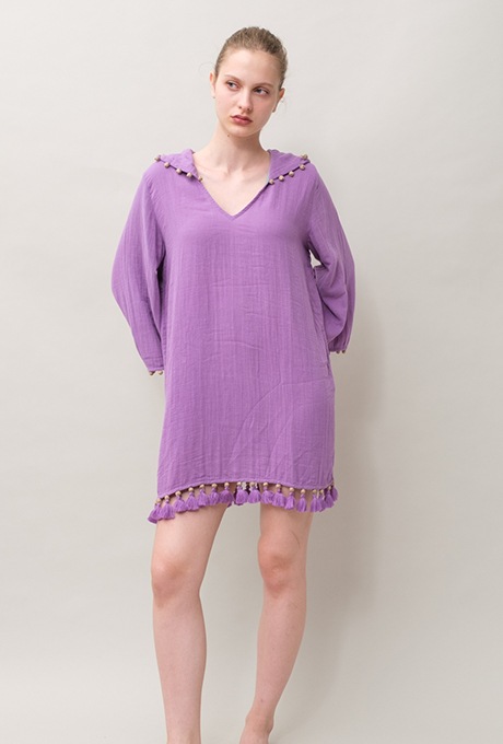 Foodie Cotton Double Gauze Tassel Purple