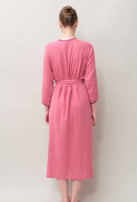 Bathrobe Cotton Double Gauze Glass Beads Tassel Rose Pink